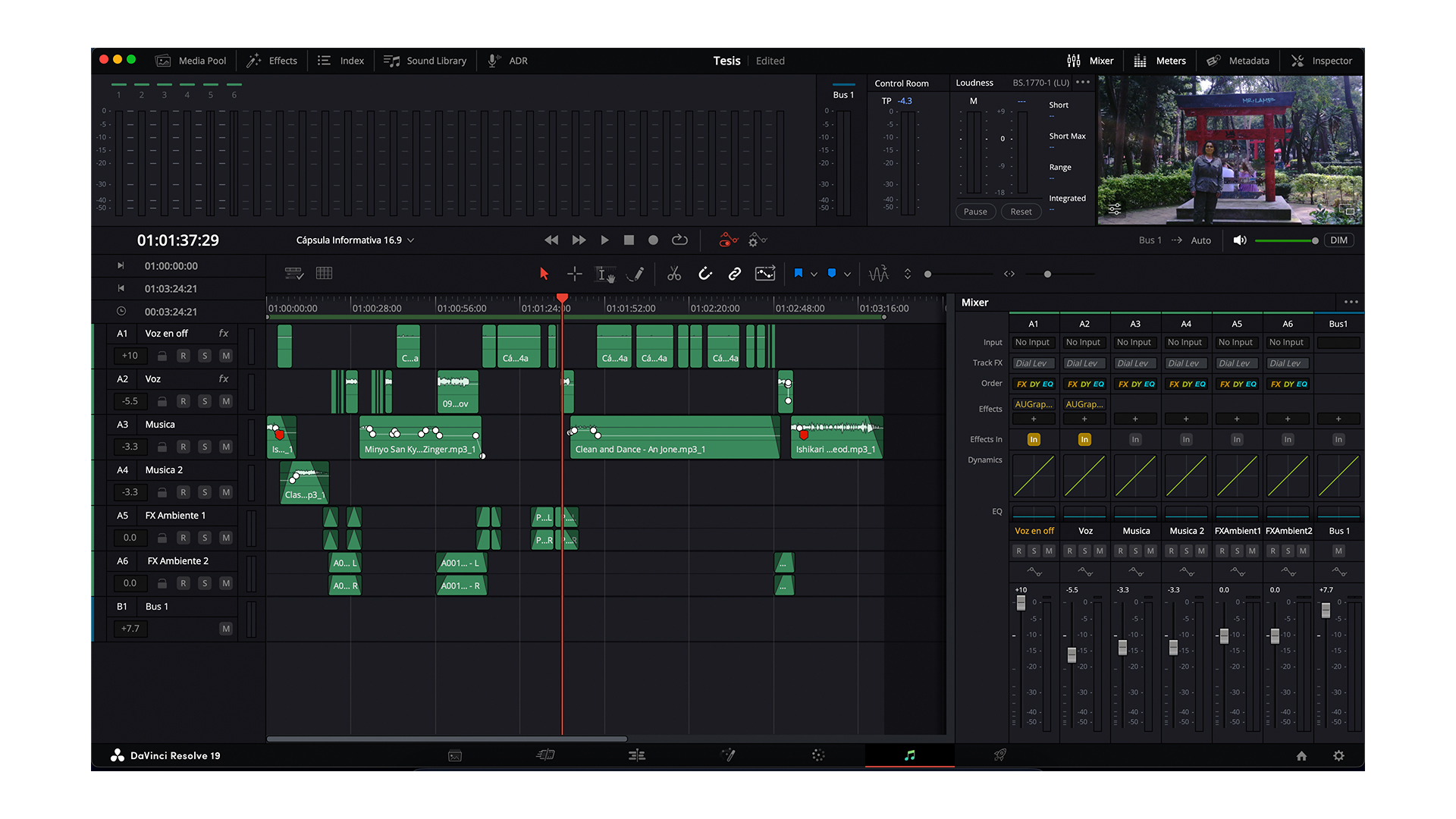Ecualización de la cápsula informativa en Davinci Resolve